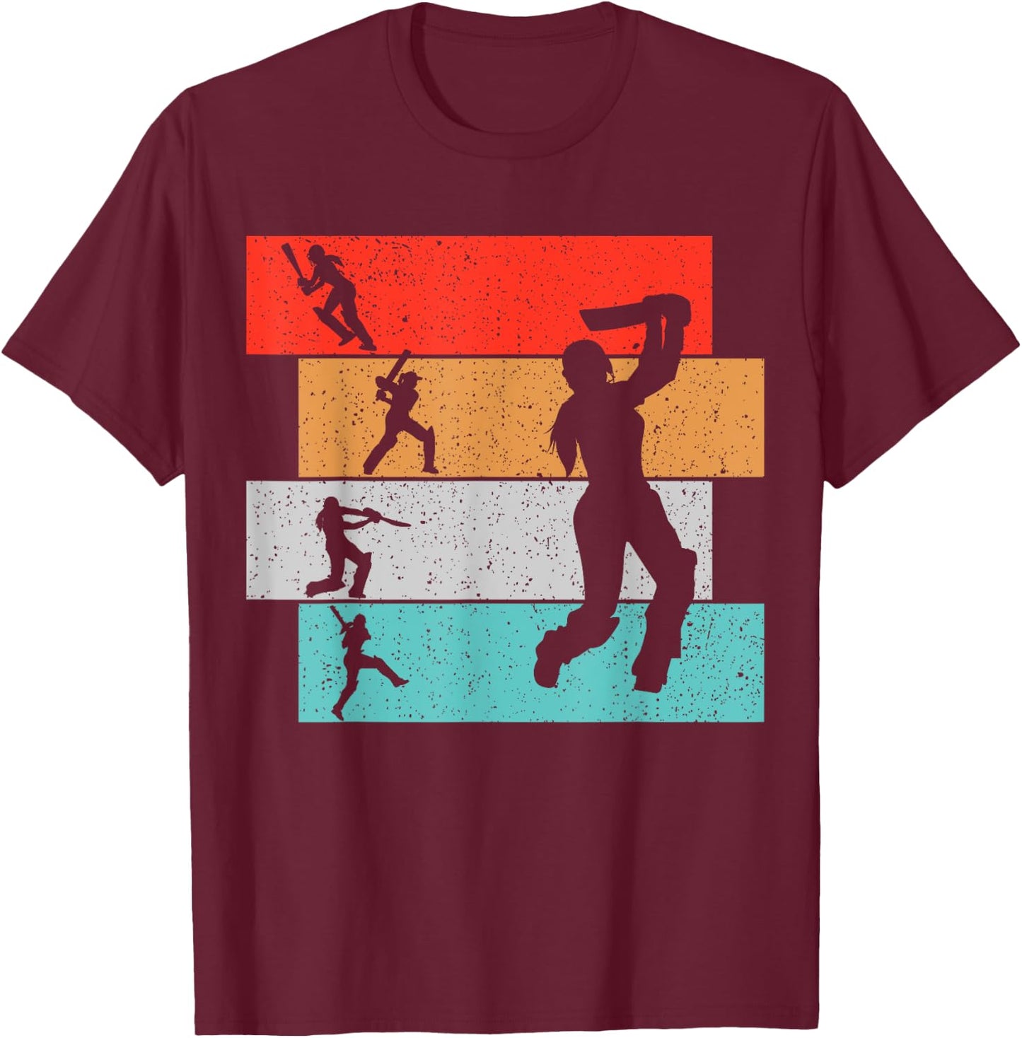 Cricket Player Girls Women T-Shirt - T-Shirt | Maroon