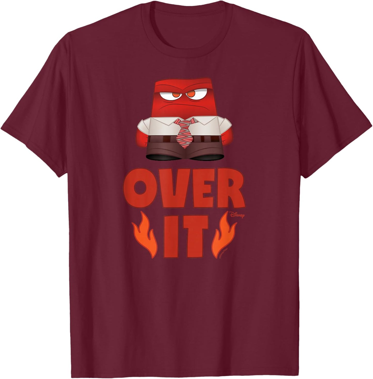 Inside Out - Anger Character Over It T-Shirt - T-Shirt | Maroon