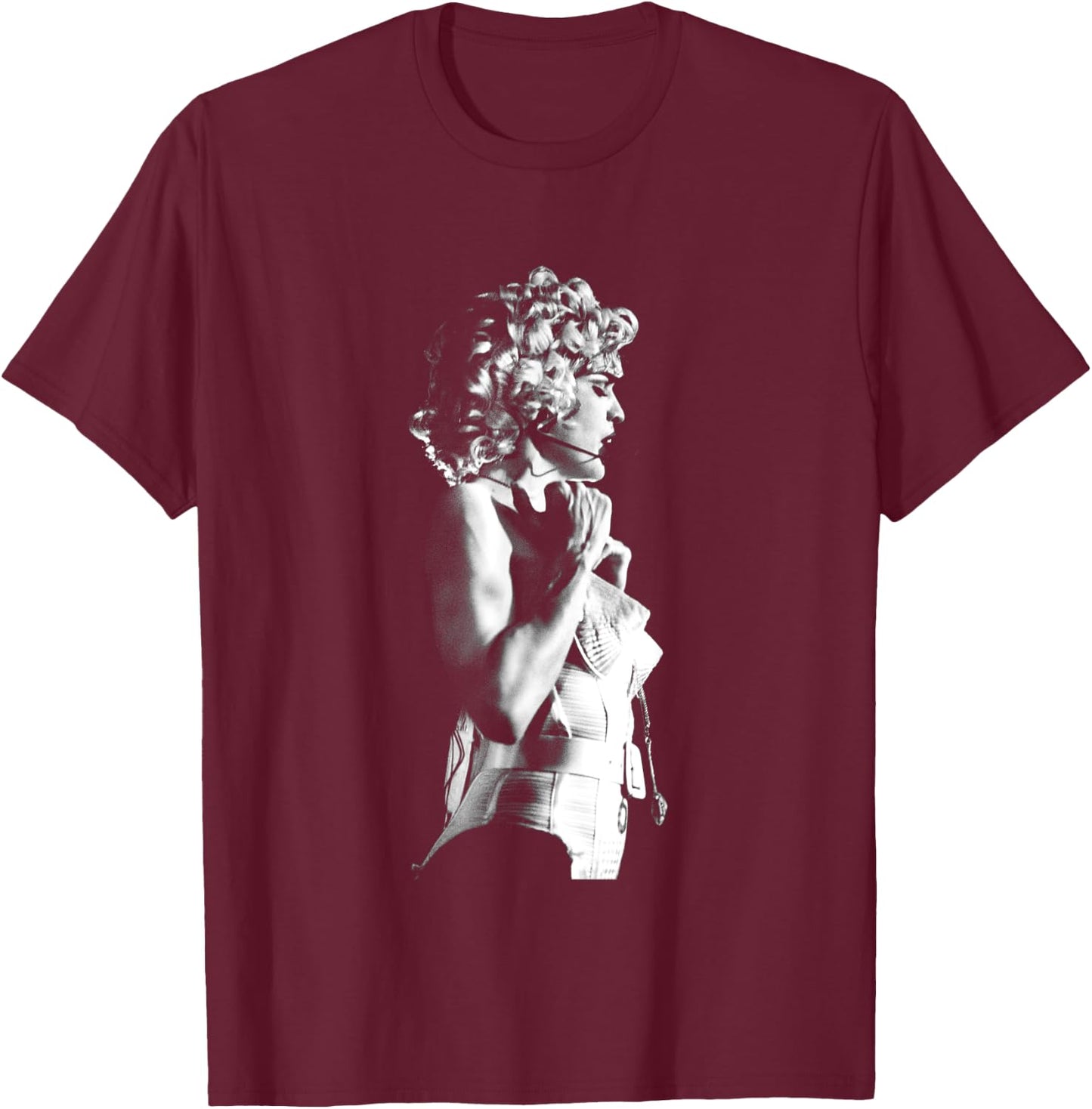 Madonna Live B&W Blonde Ambition Tour By Stephen Wright T-Shirt - T-Shirt | Maroon