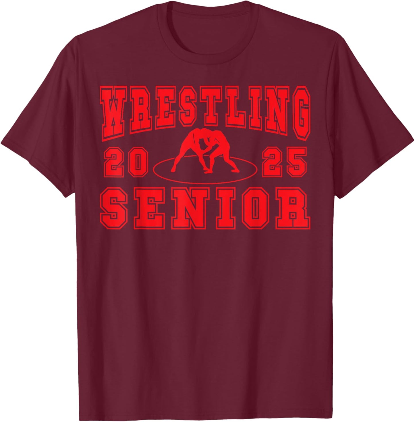 Wrestling Senior Night Wrestling Senior 2025 Graduation 8 T-Shirt - T-Shirt | Maroon