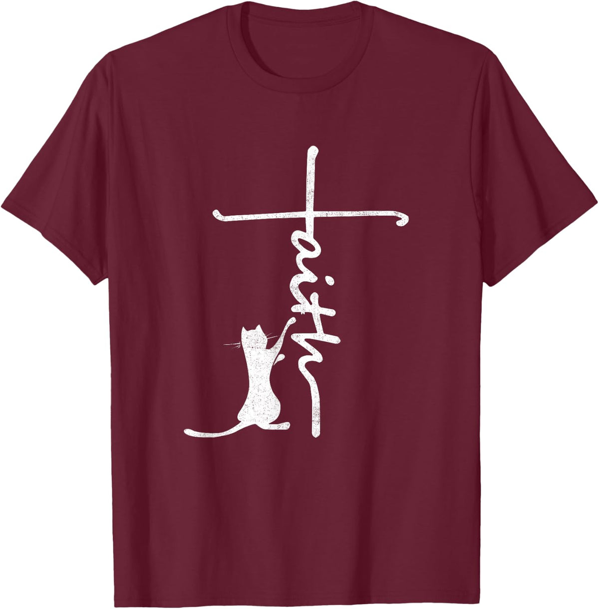 Funny cat shirts - Faith Cross Quotes Christian T-Shirt - T-Shirt | Maroon