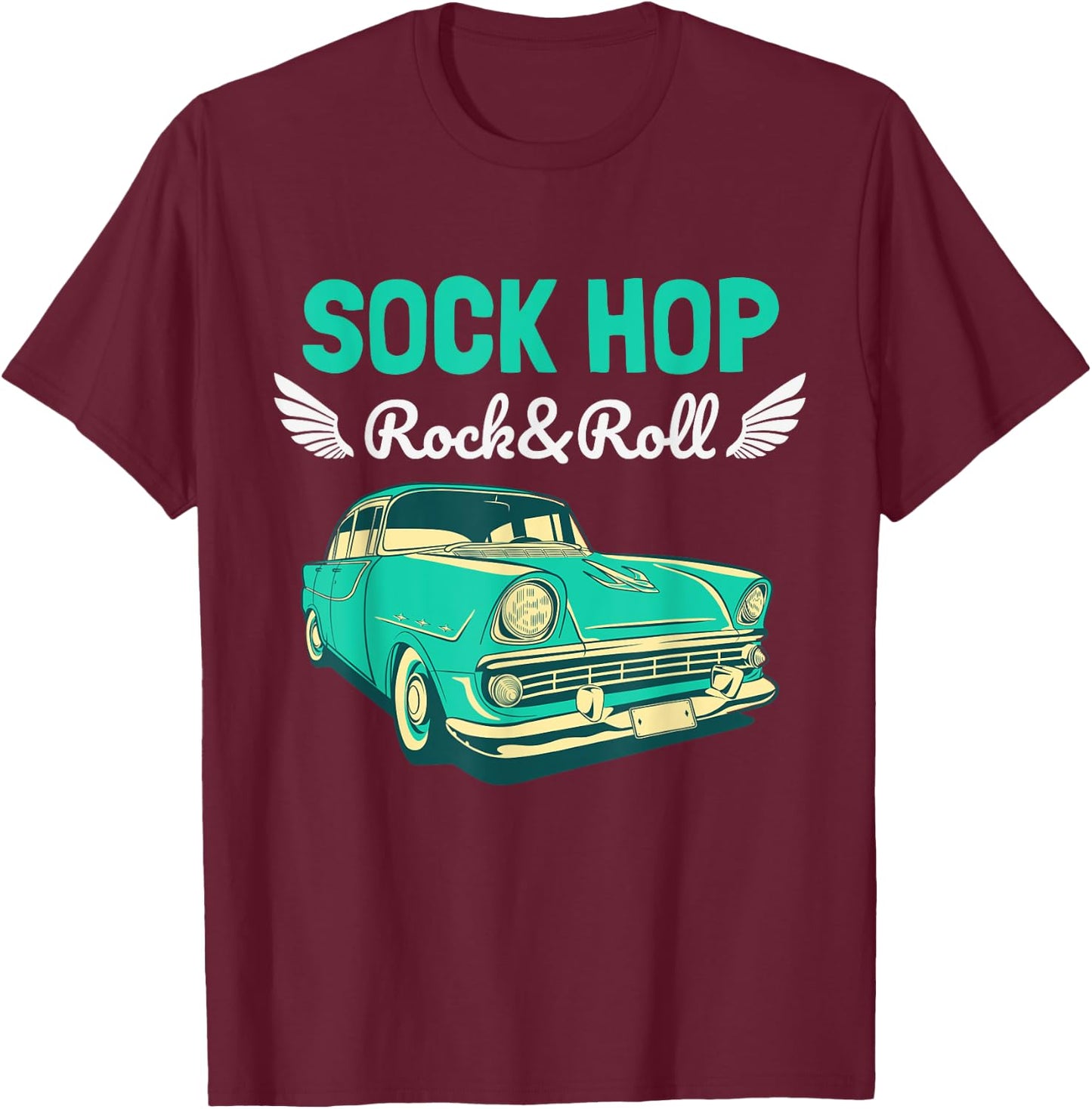 Sock Hop Rock And Roll Dance Retro 1950s Party Doo Wop Pink T-Shirt - T-Shirt | Maroon