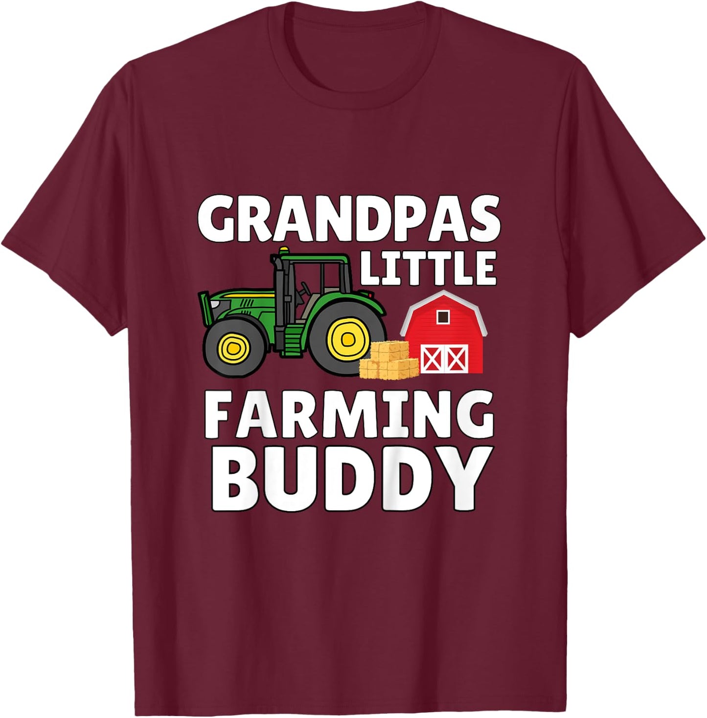 Kids Grandpas Little Farming Buddy Cute Kids Fishing T-Shirt - T-Shirt | Maroon