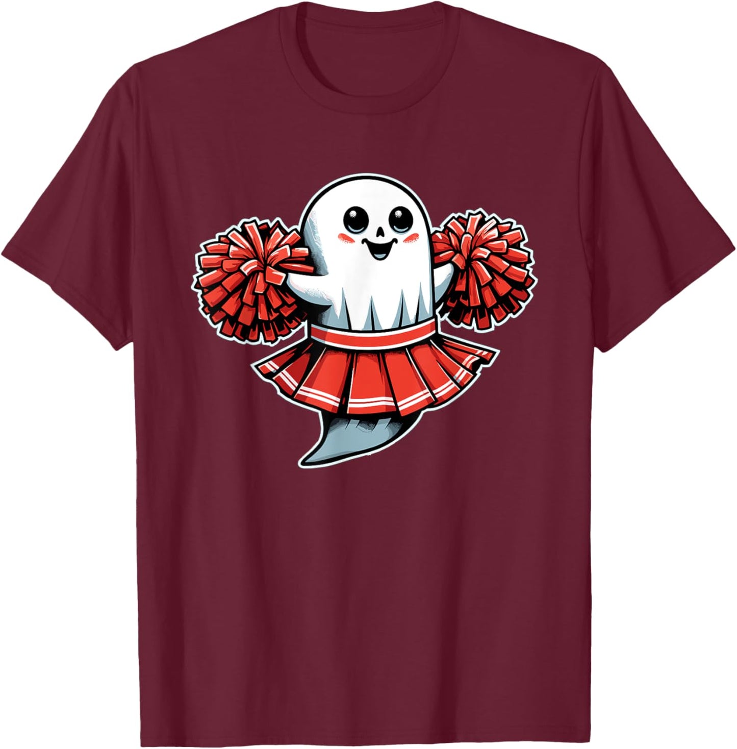 Cheerleading Ghost Halloween Cheerleader T-Shirt - T-Shirt | Maroon