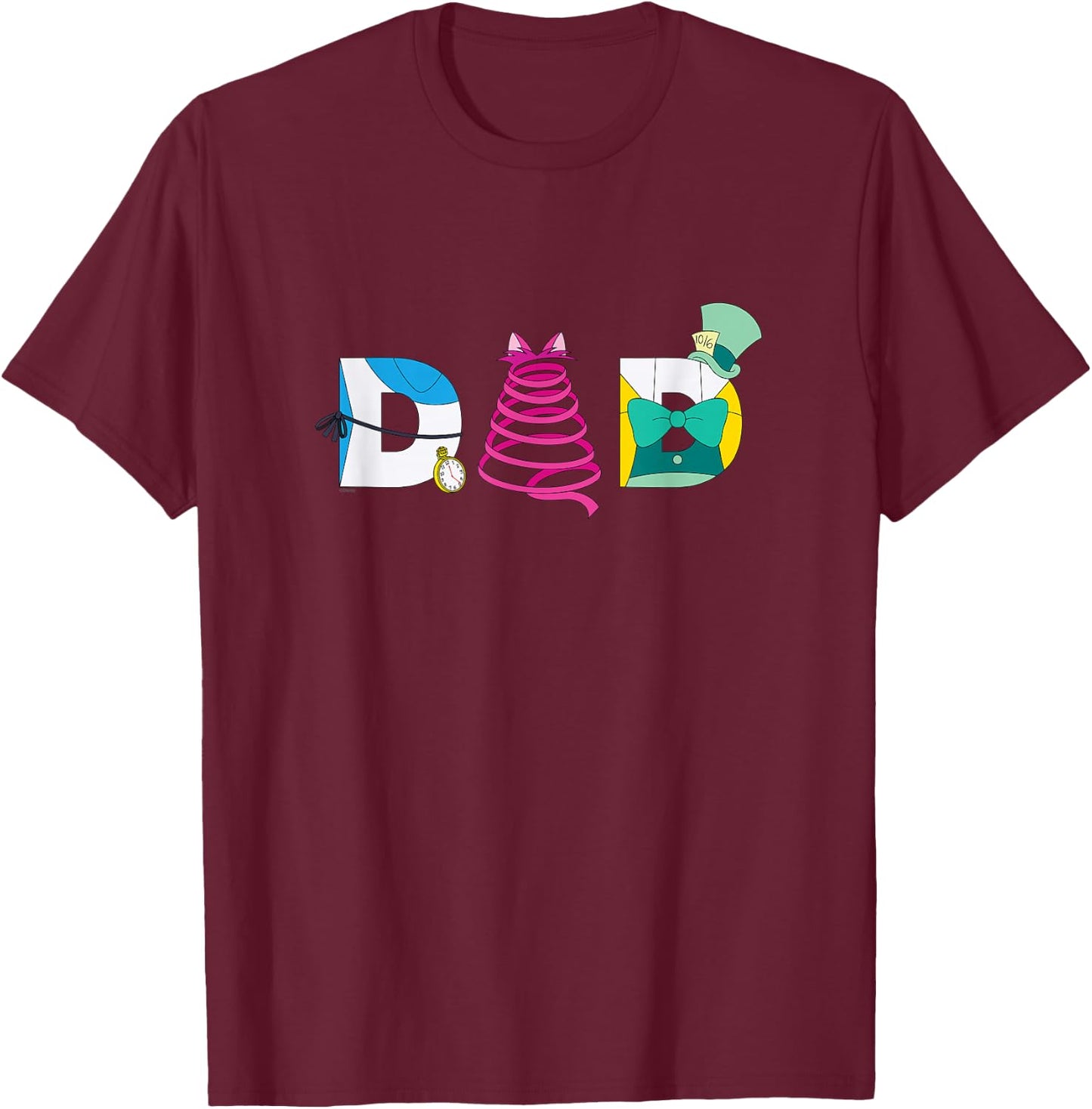 Disney Alice in Wonderland Father’s Day Birthday Best Dad T-Shirt - T-Shirt | Maroon