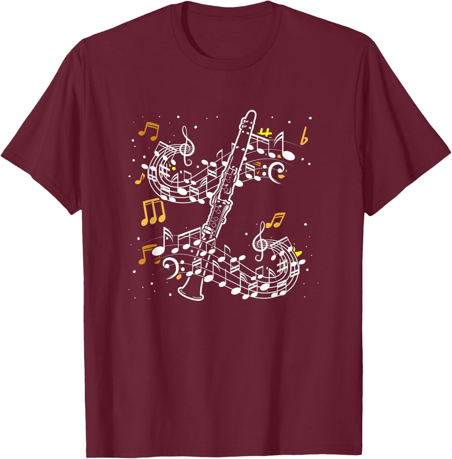 Music Notes Clarinetist Player Marching Band Clarinet T-Shirt - T-Shirt | Maroon