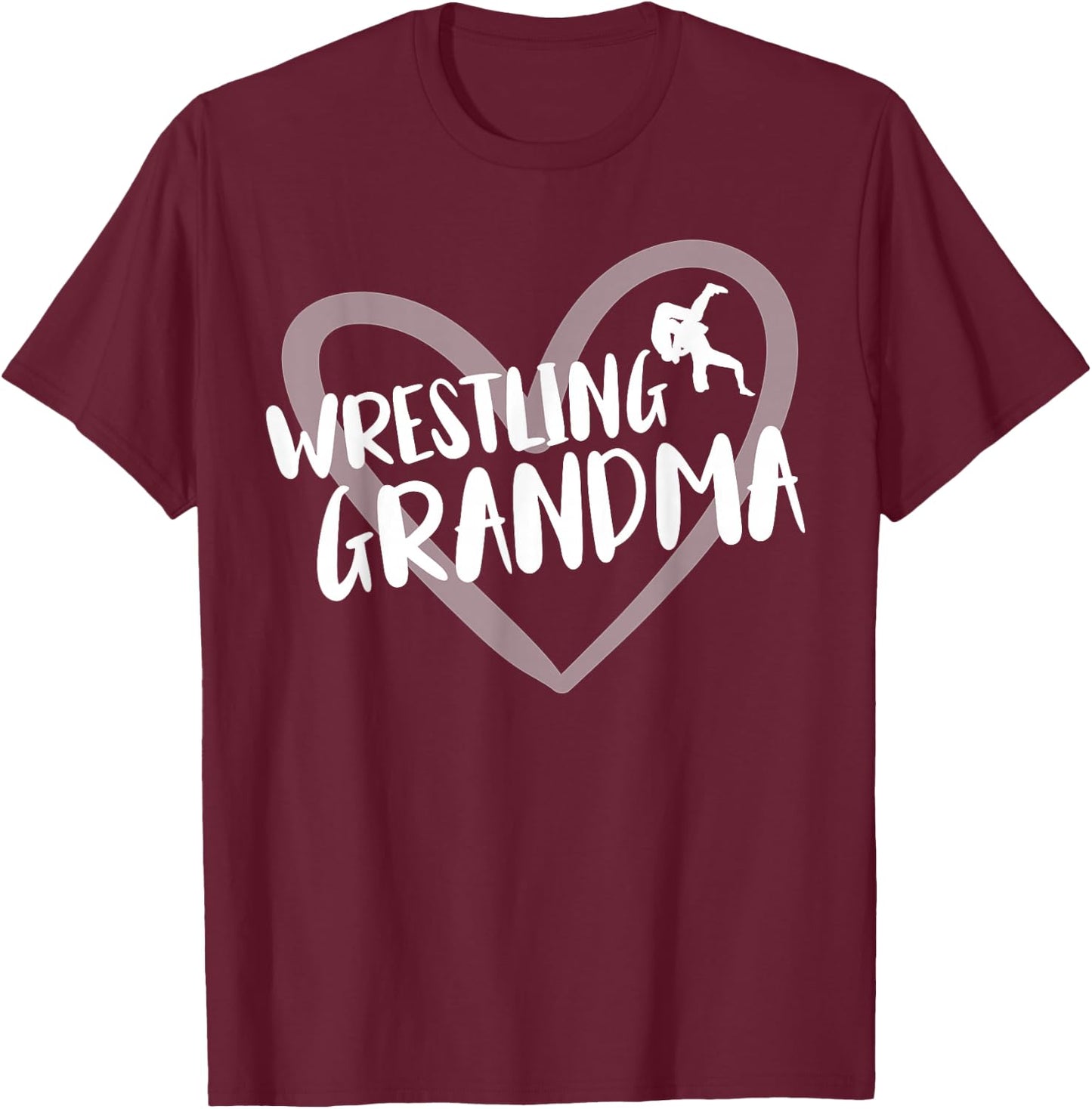 Wrestling Grandma Heart Funny Wrestler T-Shirt - T-Shirt | Maroon
