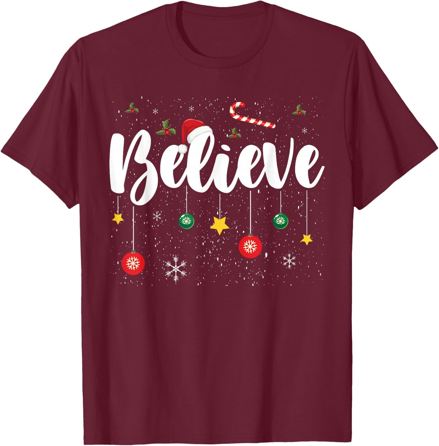 Christmas- Believe Santa Claus Believe Christmas Kids T-Shirt - T-Shirt | Maroon