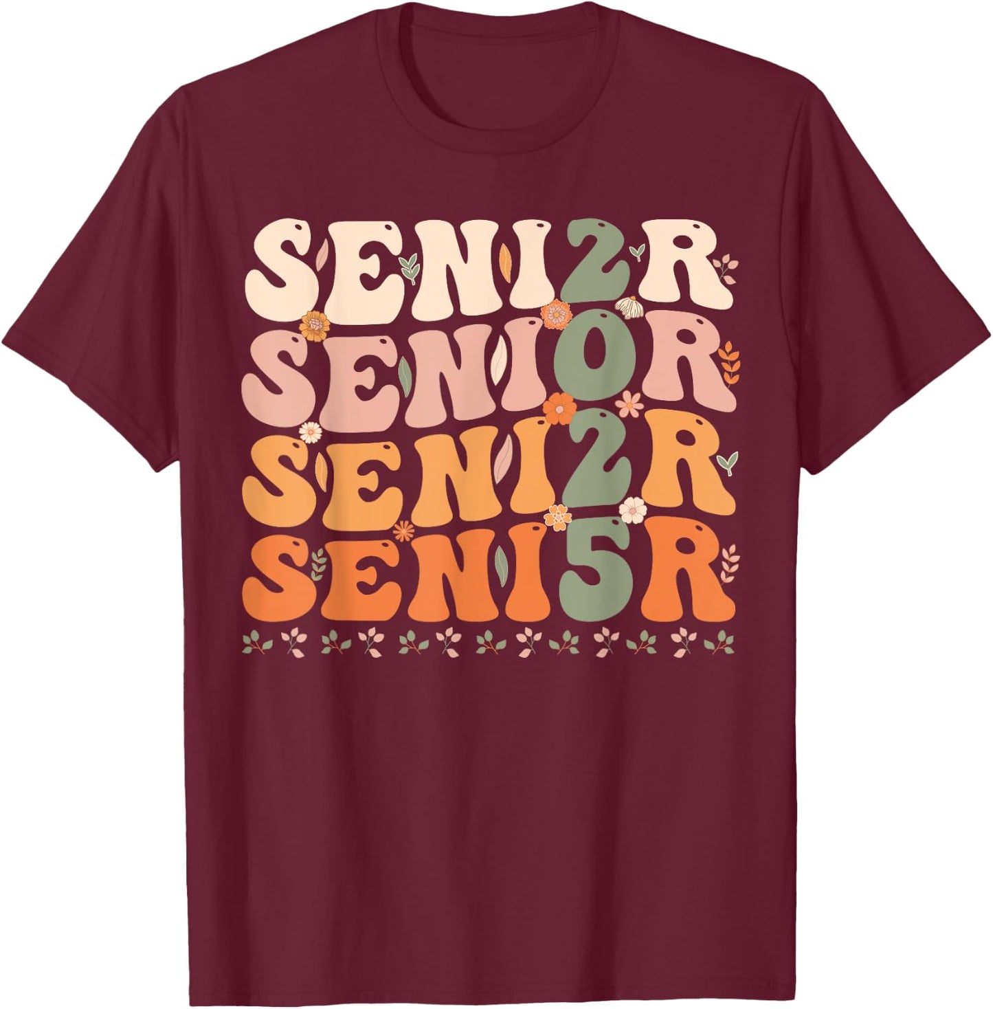 Senior 2025 Class of 2025 Graduation 2025 Groovy T-Shirt - T-Shirt | Maroon
