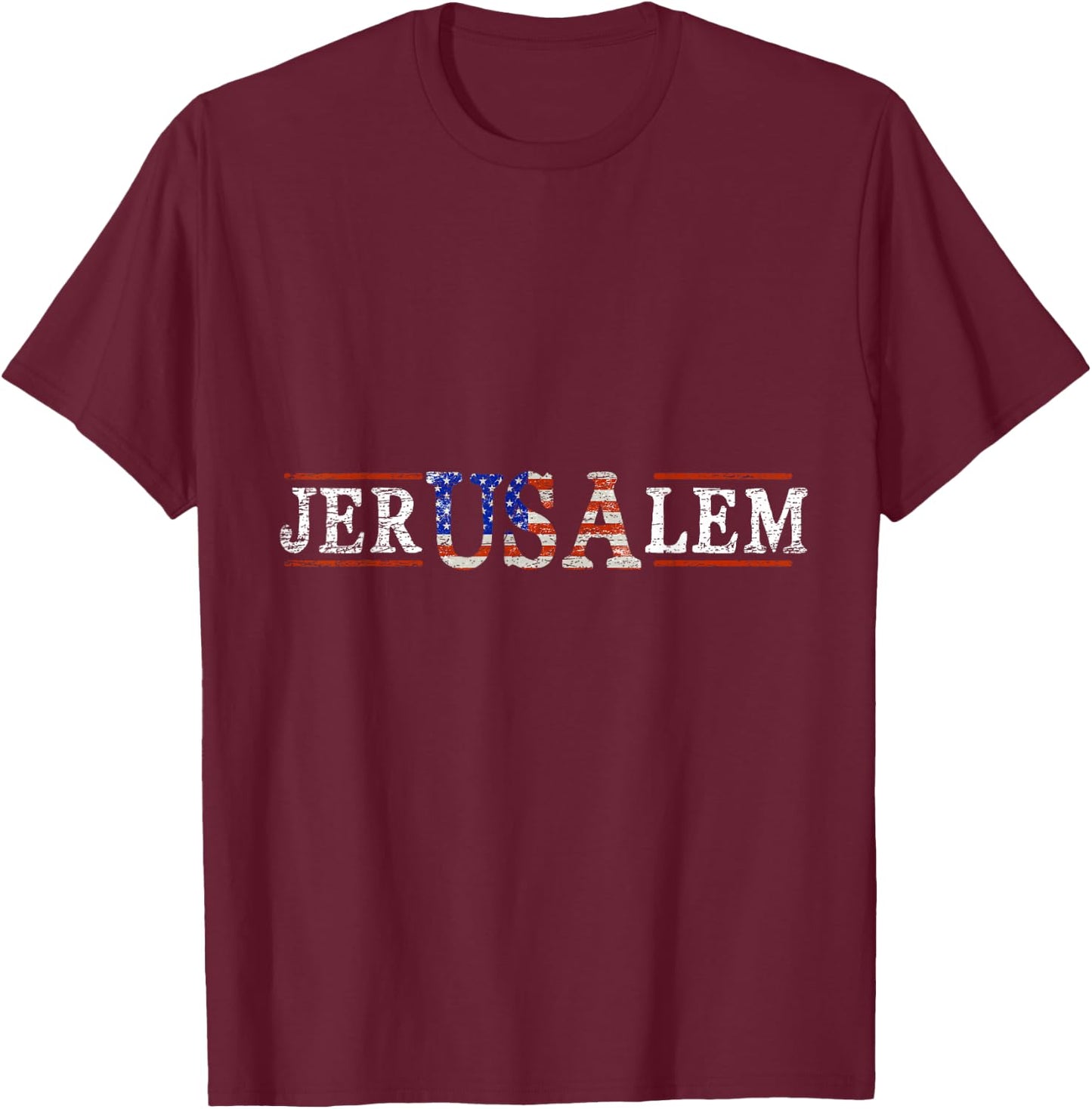Jerusalem USA Israel T-Shirt - T-Shirt | Maroon