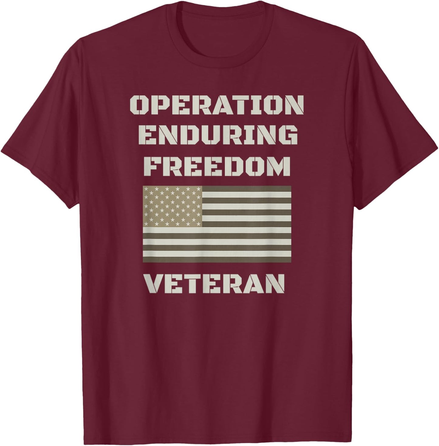 Bianco Brands OEF Veteran Gifts -Adults, Kids Green Operation Enduring Freedom Afghanistan Veteran Memorial Day Military 4th of July Shirts T-Shirt - T-Shirt | Maroon