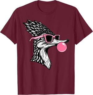 Roadrunner Blowing Bubble Gum Bird Watcher Nature Lover T-Shirt - T-Shirt | Maroon