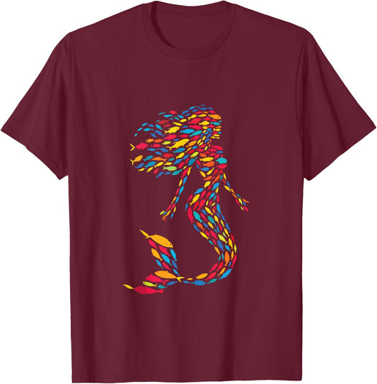 Mermaid Fish T-Shirt - T-Shirt | Maroon
