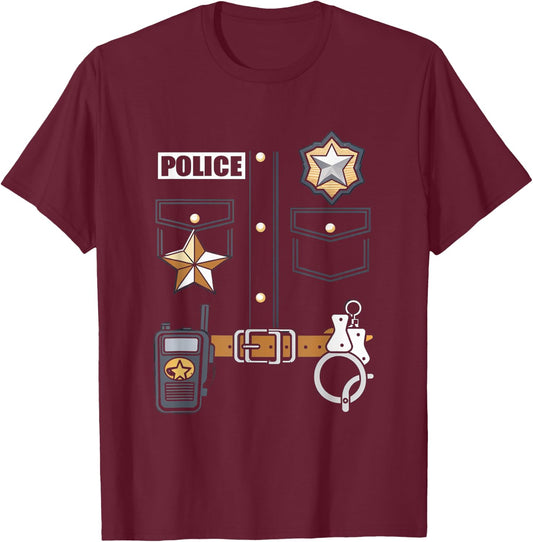 Police Officer Badge Star Uniform Police Cops T-Shirt - T-Shirt | Maroon