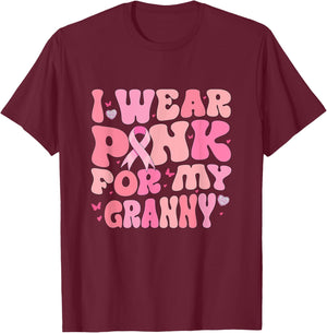 Groovy I Wear Pink For My Granny Breast Cancer Awareness T-Shirt - T-Shirt | Maroon