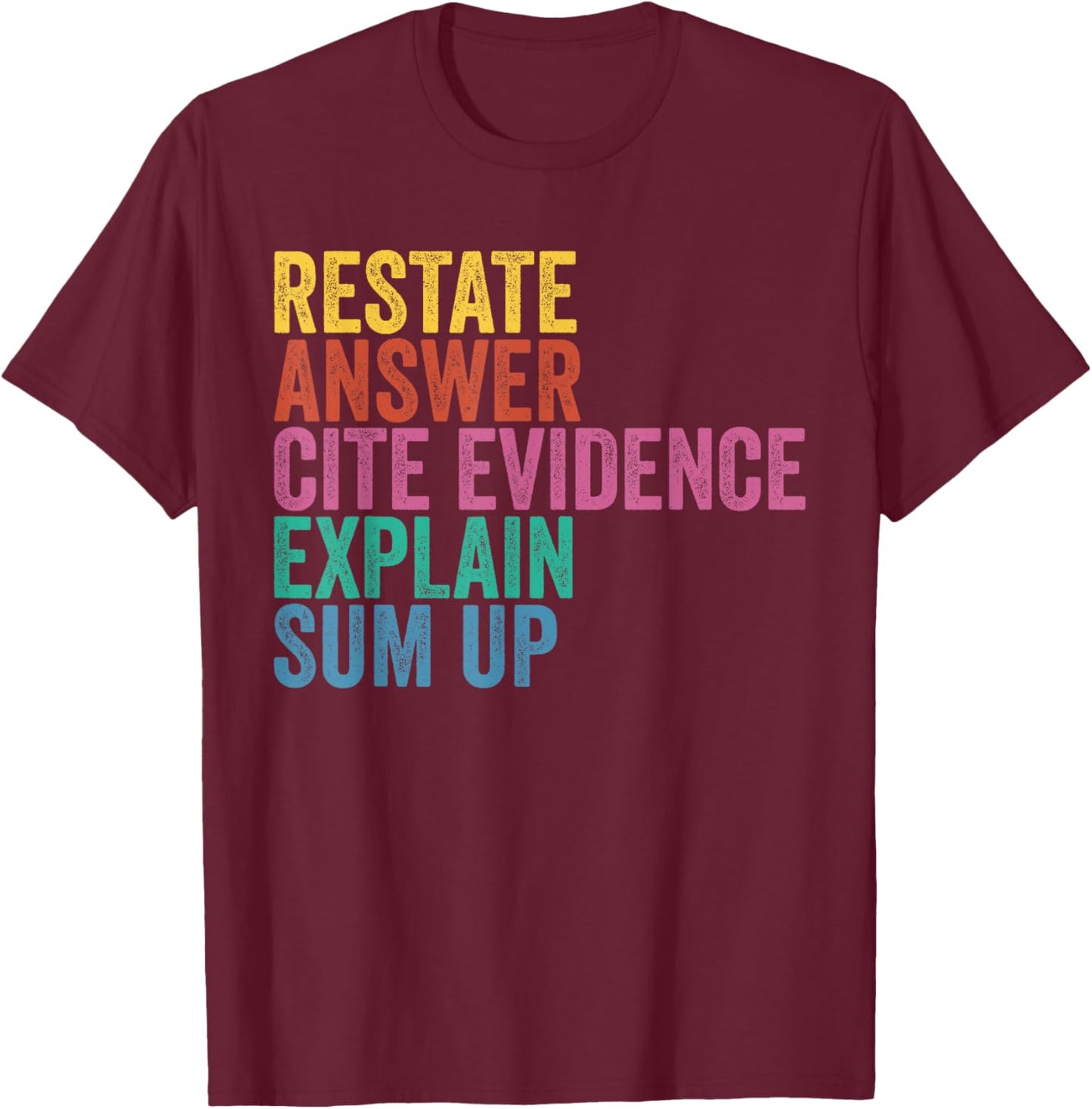 Races Writing Strategy Funny Text Evidence English Teacher T-Shirt - T-Shirt | Maroon