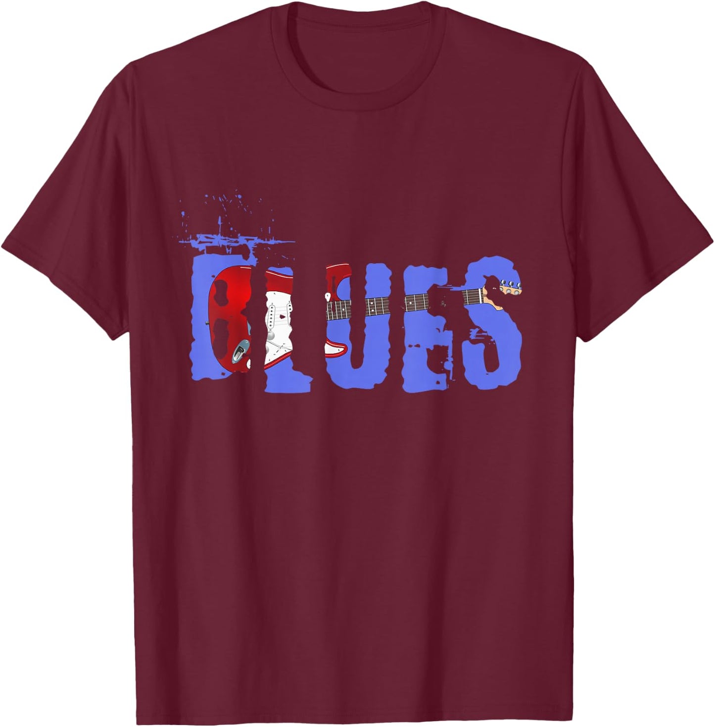 Vintage Look Blues Guitar T-Shirt - T-Shirt | Maroon