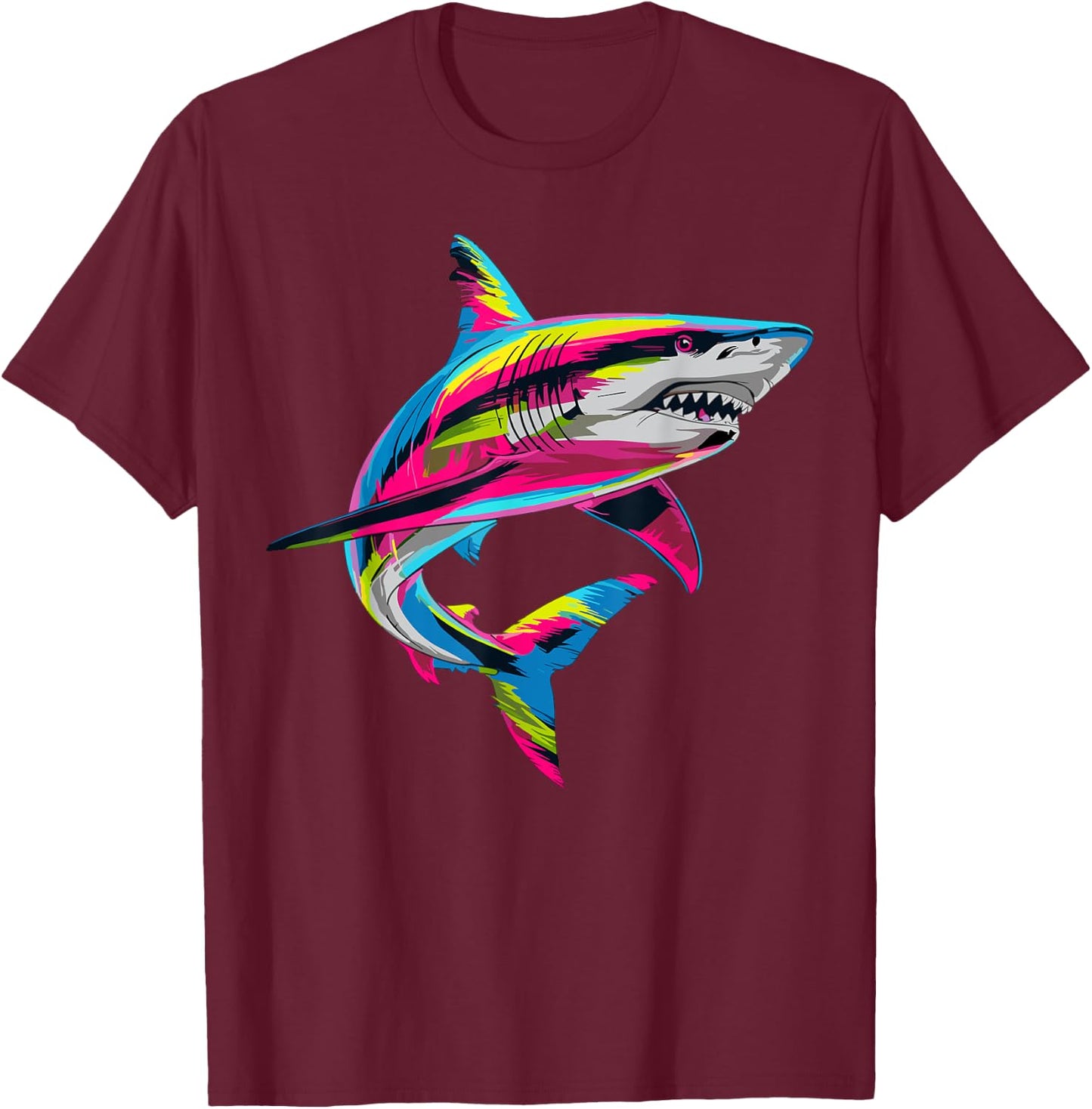 Shark Animal Biology Sea Colorful Shark Lover T-Shirt - T-Shirt | Maroon