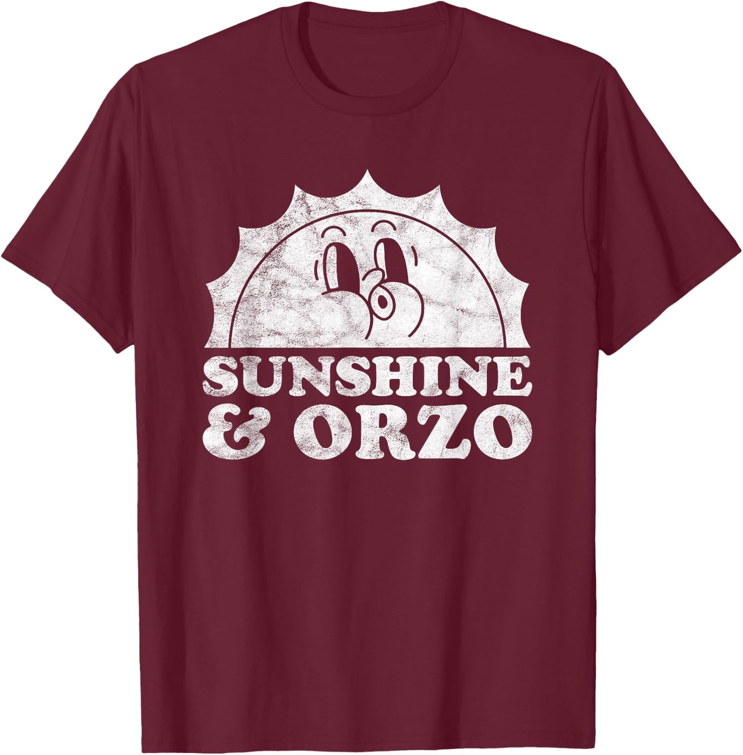 Sunshine and Orzo Retro Vintage Sun Pasta Women Kids T-Shirt - T-Shirt | Maroon