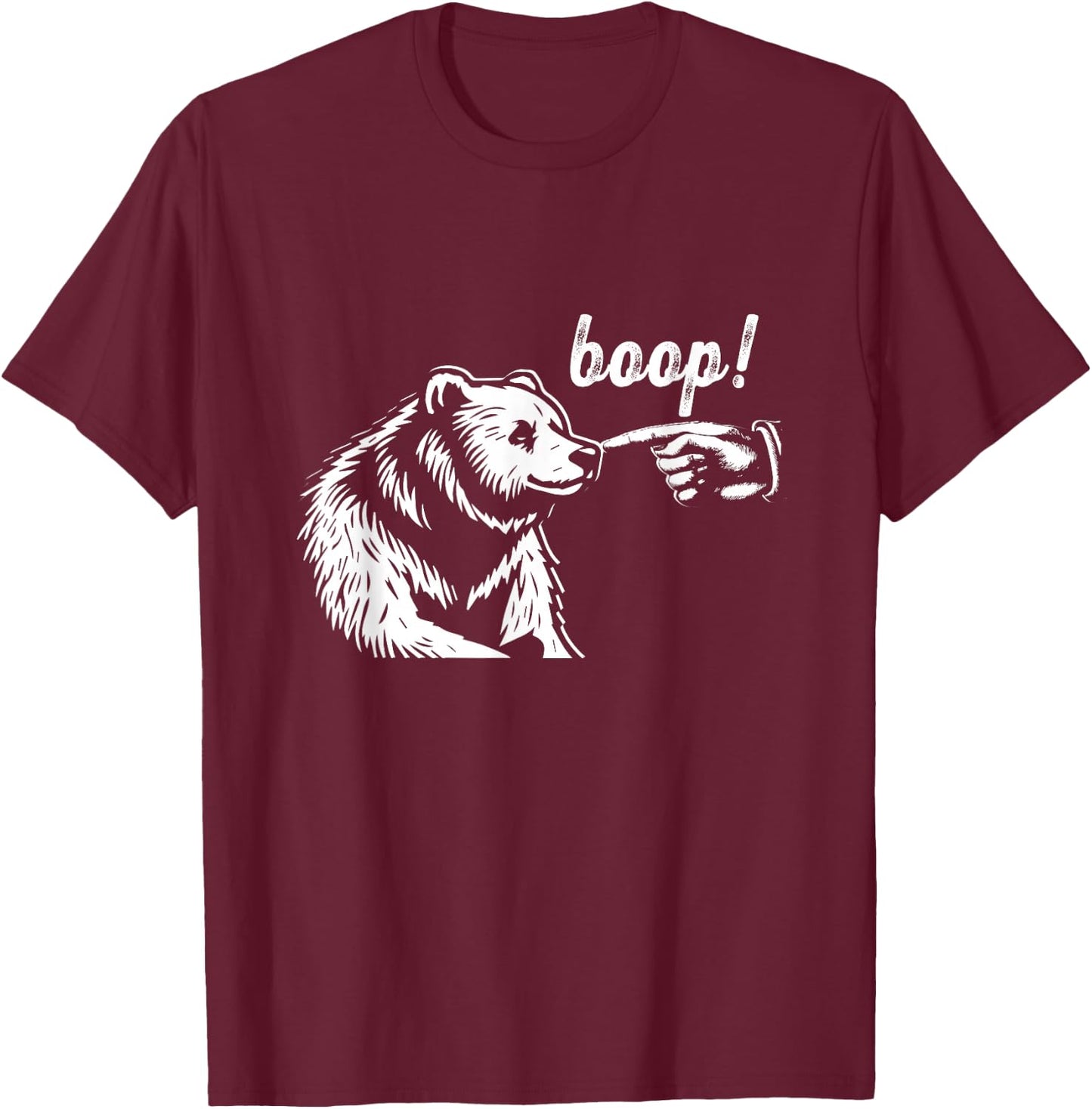 Boop Bear Funny Hand Touch Bear Nose Wildlife Animal Meme T-Shirt - T-Shirt | Maroon