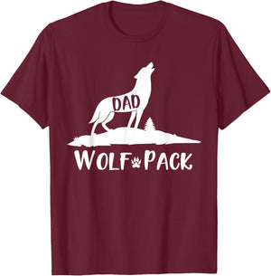 Wolf Pack Matching Family Dad Wolf Wolves T-Shirt - T-Shirt | Maroon