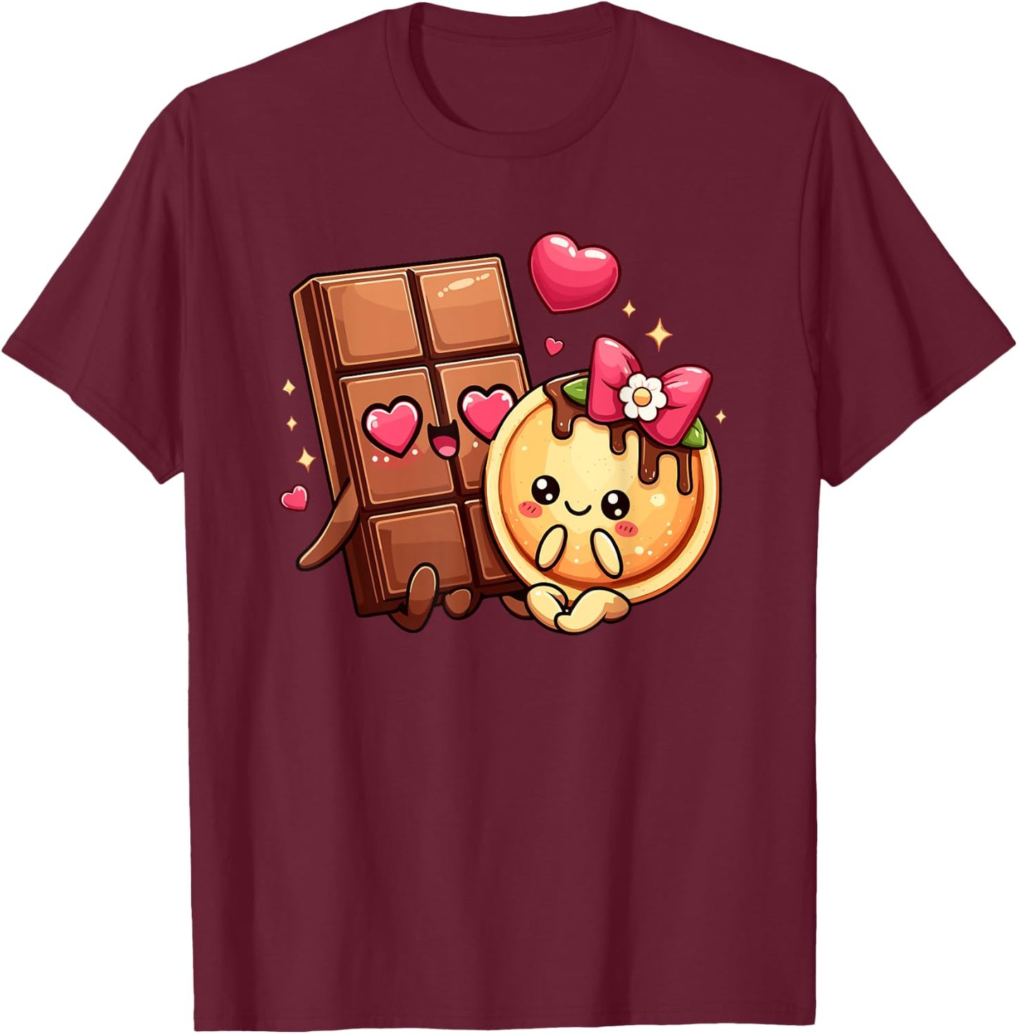 Choco And Pancake Couples Love Matching Chocolate Day T-Shirt - T-Shirt | Maroon