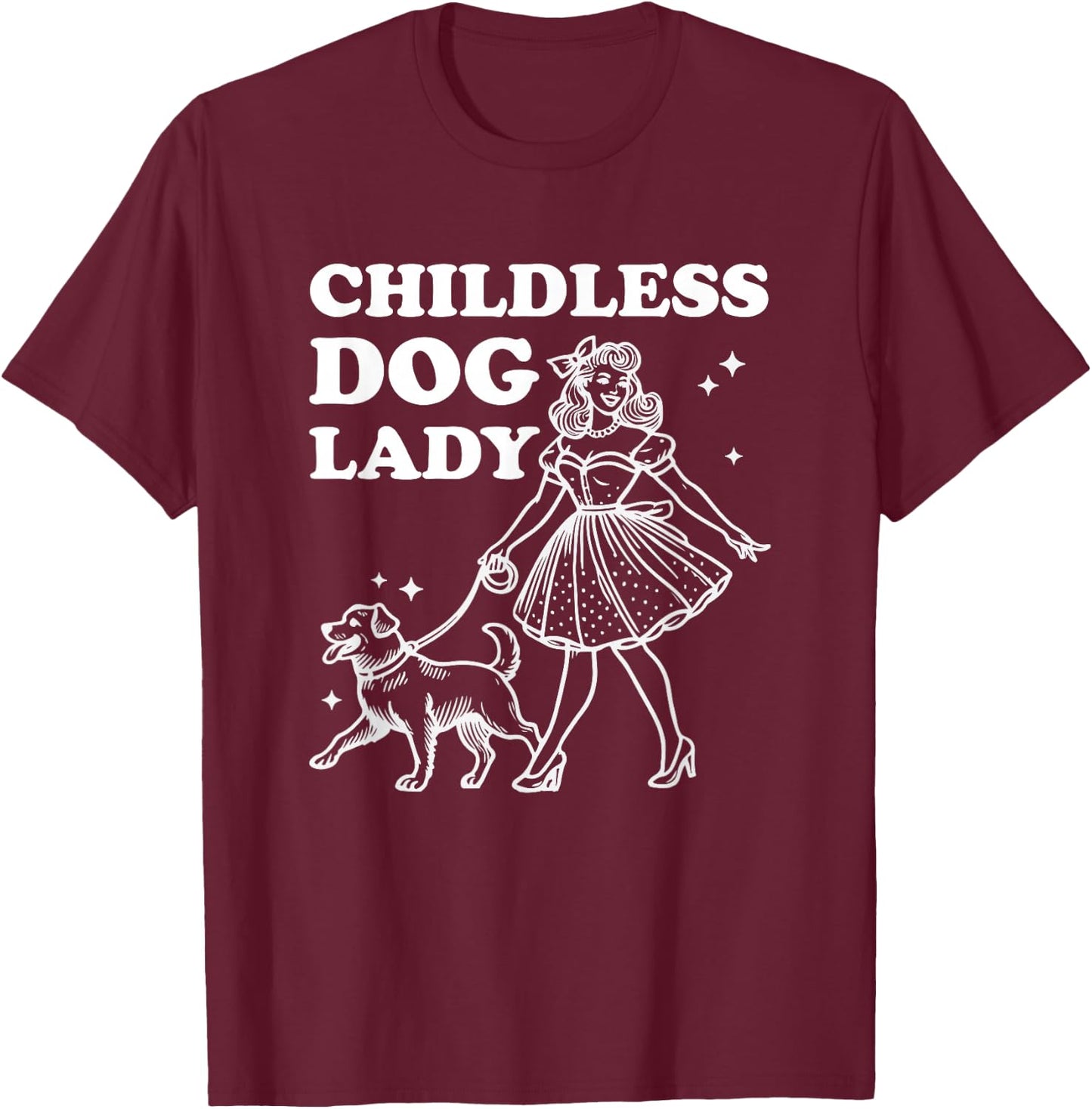 Childless Dog Lady Funny Pet Cat Vote 2024 Ladies is Voting T-Shirt - T-Shirt | Maroon