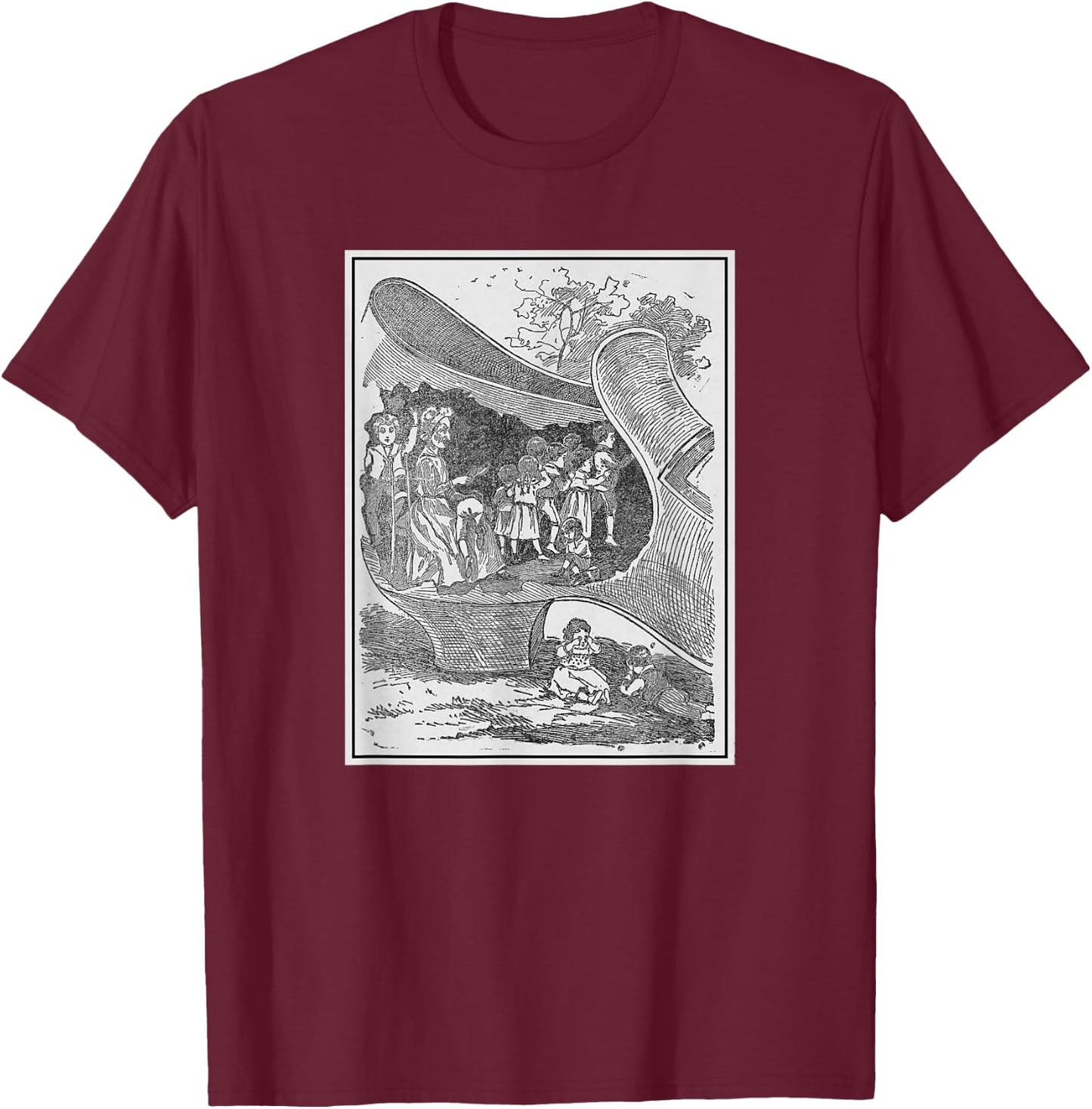 There Was An Old Woman Who Lived in a Shoe T-Shirt - T-Shirt | Maroon