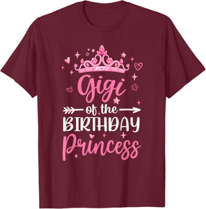 Gigi Of The Birthday Princess Birthday Girl Kid Family T-Shirt - T-Shirt | Maroon