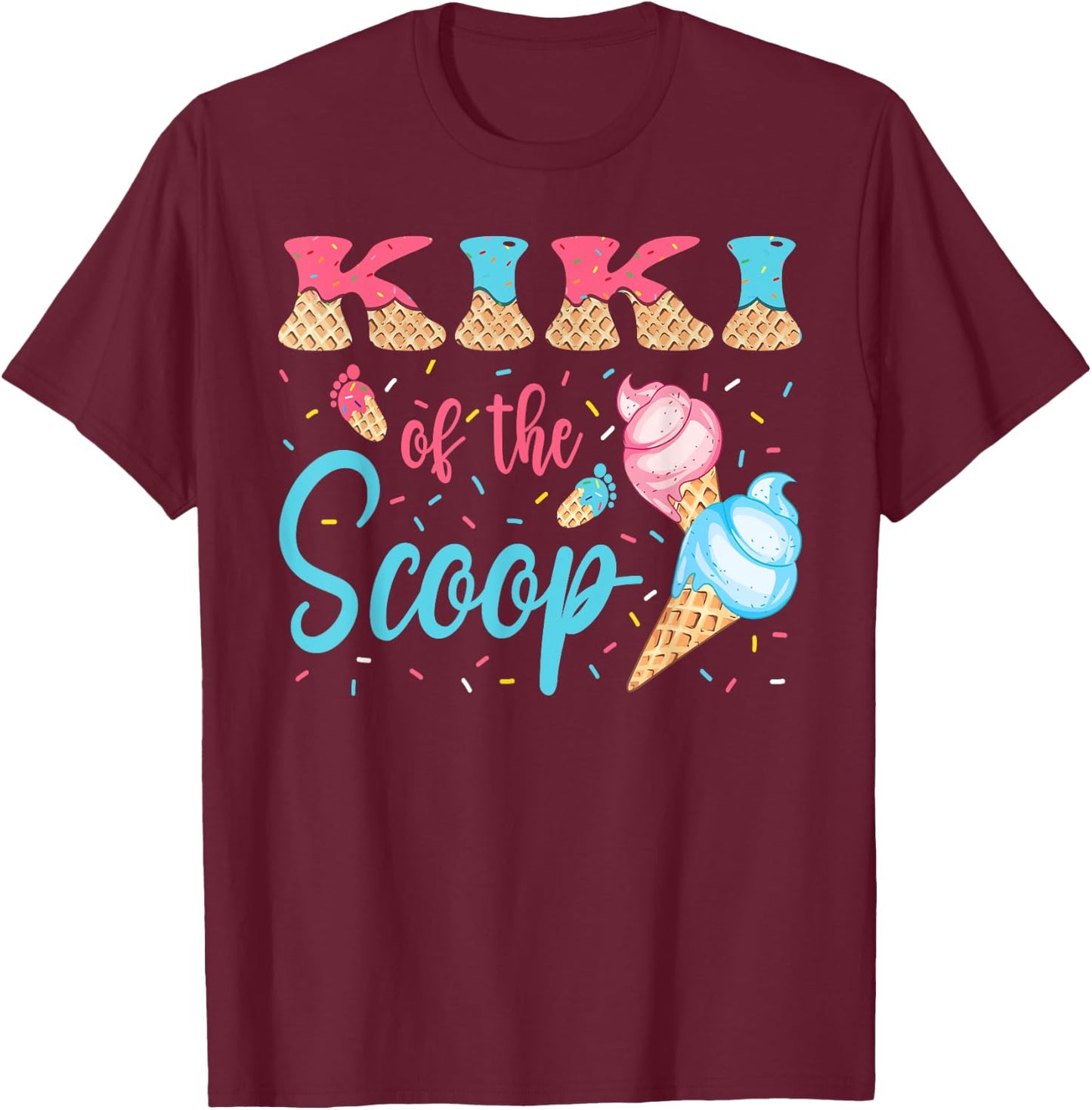 Kiki Of The Scoop Ice Cream Gender Reveal Baby Shower T-Shirt - T-Shirt | Maroon