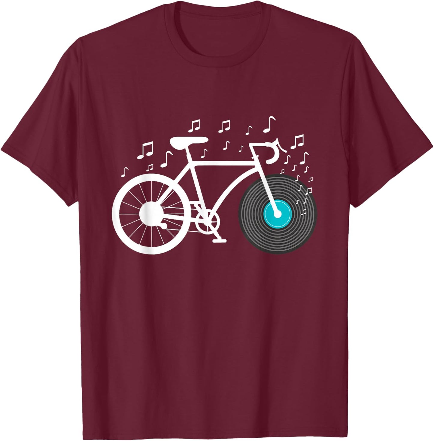 Bicycle Vinyl Record - Cyclist Bike LP Music Collector T-Shirt - T-Shirt | Maroon