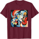 Abstract Woman Face Art Illustration Graphic Designs T-Shirt - T-Shirt | Maroon