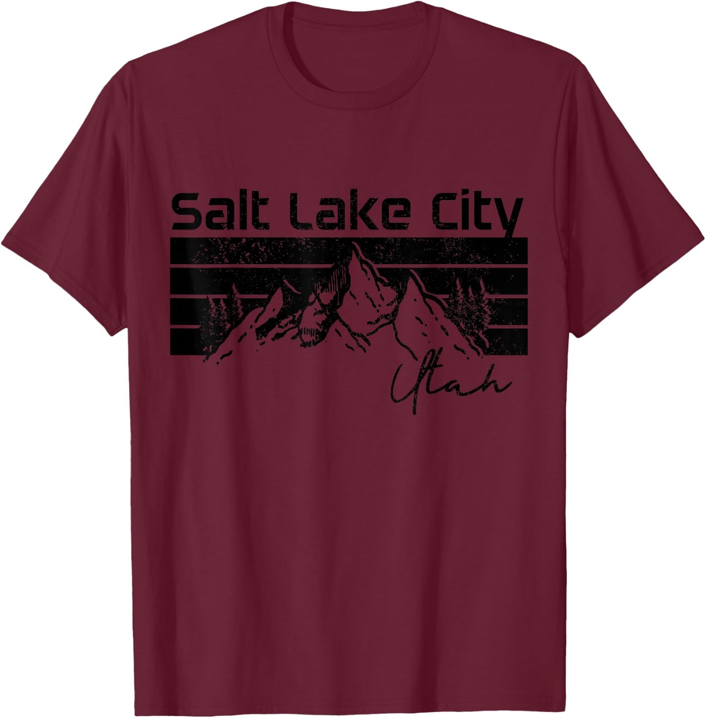 Salt Lake City Utah Souvenir Pride Vintage Mountains T-Shirt - T-Shirt | Maroon