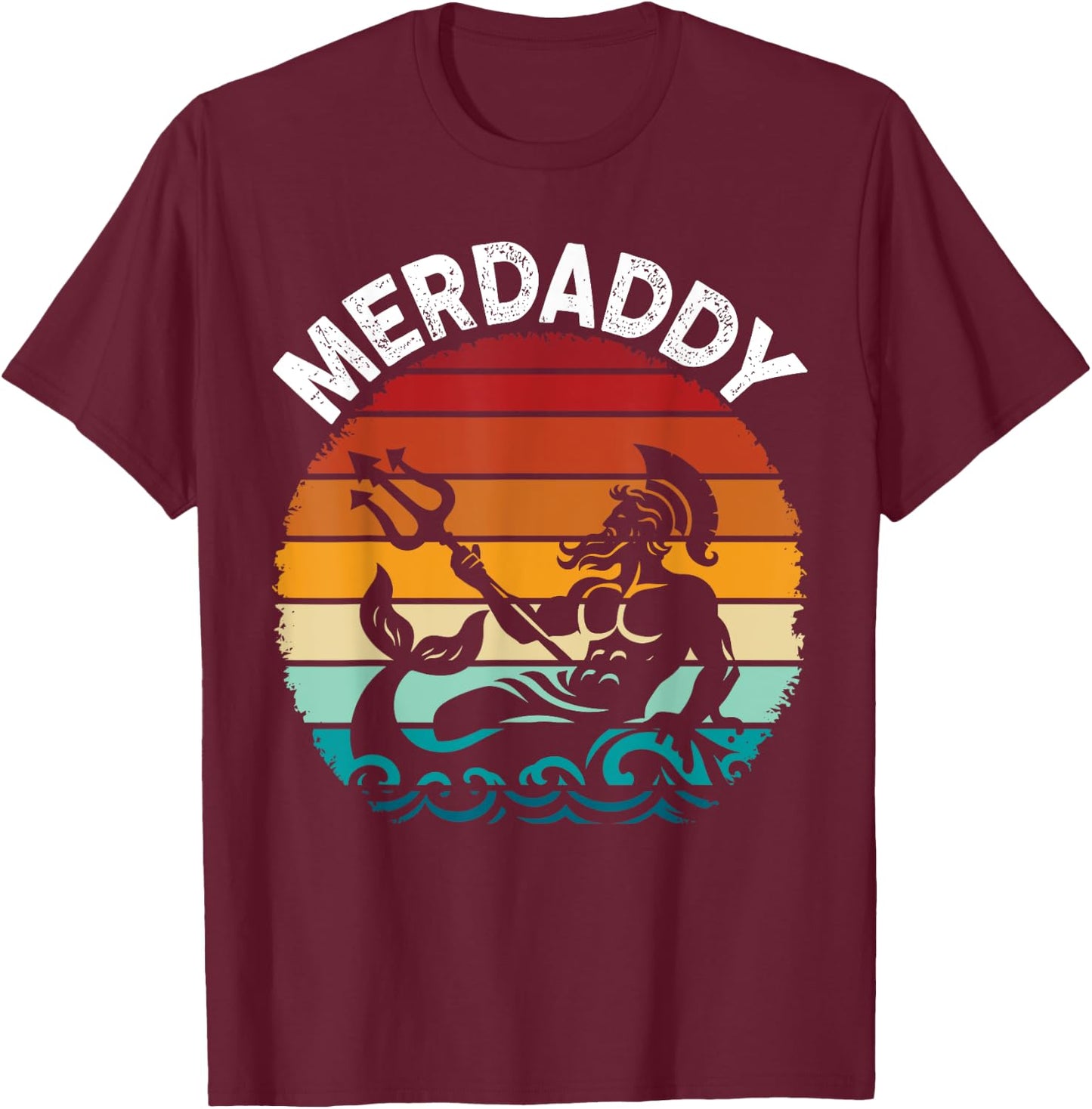 Merdaddy Security Merman Mermaid Daddy Fish Father's Day T-Shirt - T-Shirt | Maroon