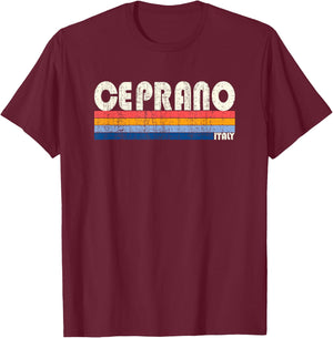 Retro Vintage 70s 80s Style Ceprano, Italy T-Shirt - T-Shirt | Maroon
