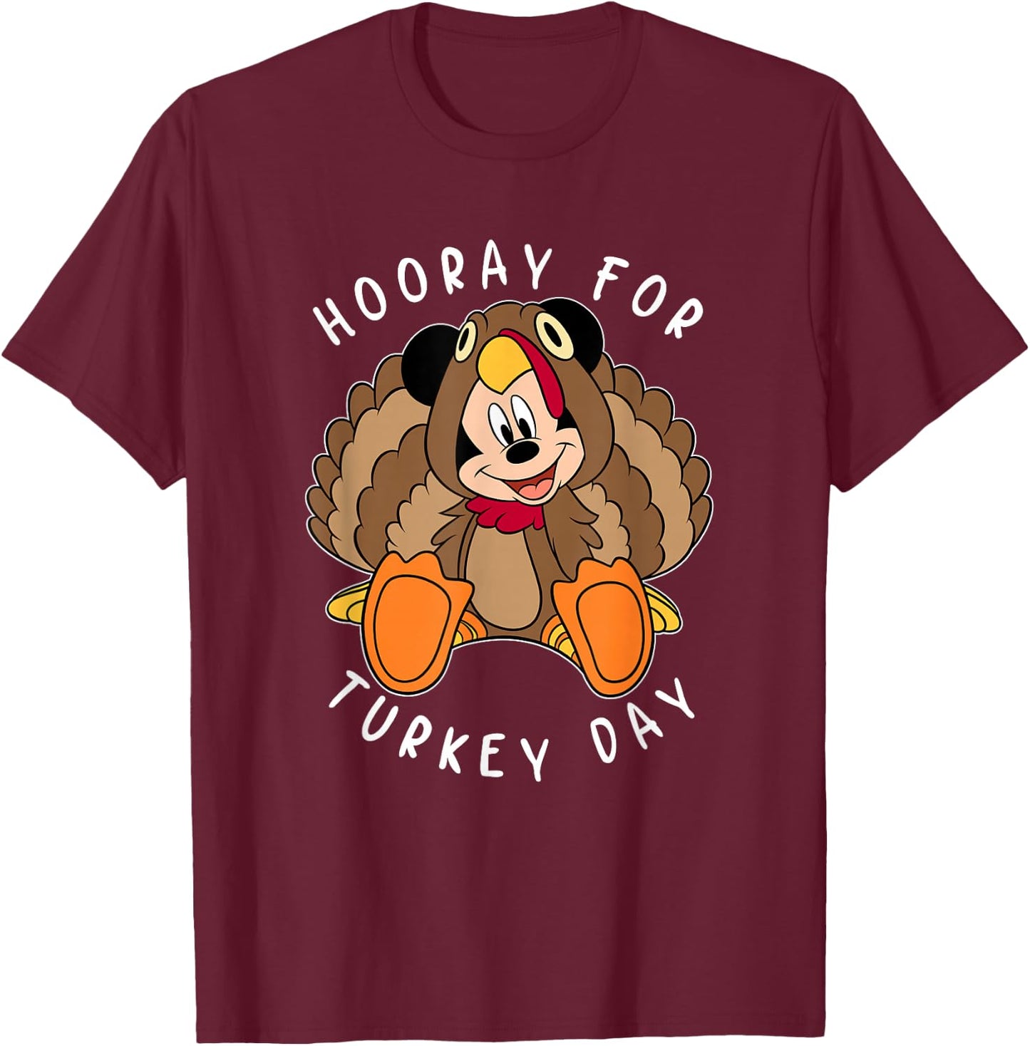 Disney Mickey and Friends Thanksgiving Hooray for Turkey Day T-Shirt - T-Shirt | Maroon