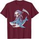 Funny Grim Reaper Riding Shark Lovers Spooky Halloween T-Shirt - T-Shirt | Maroon