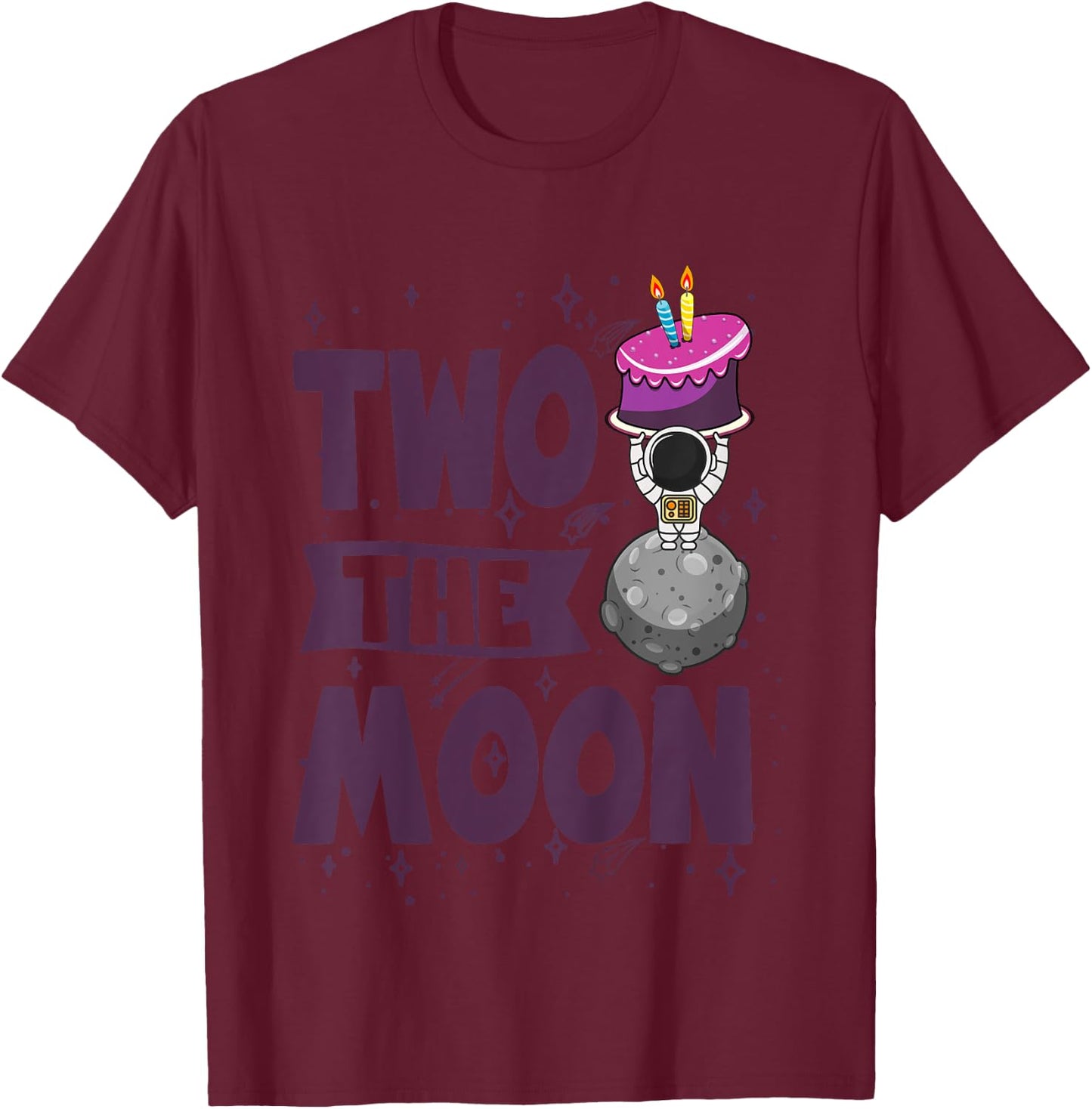 TWO THE MOON Shirt Girls 2nd Birthday Gift 2 Year Old T-Shirt - T-Shirt | Maroon