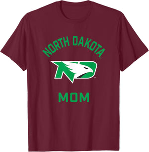Campus Lab UND Fighting Hawks Arched Mom - Black, -Adults, Short Sleeve, Modern (Green & White), NCAA, School, Game, , Size: Small T-Shirt - T-Shirt | Maroon
