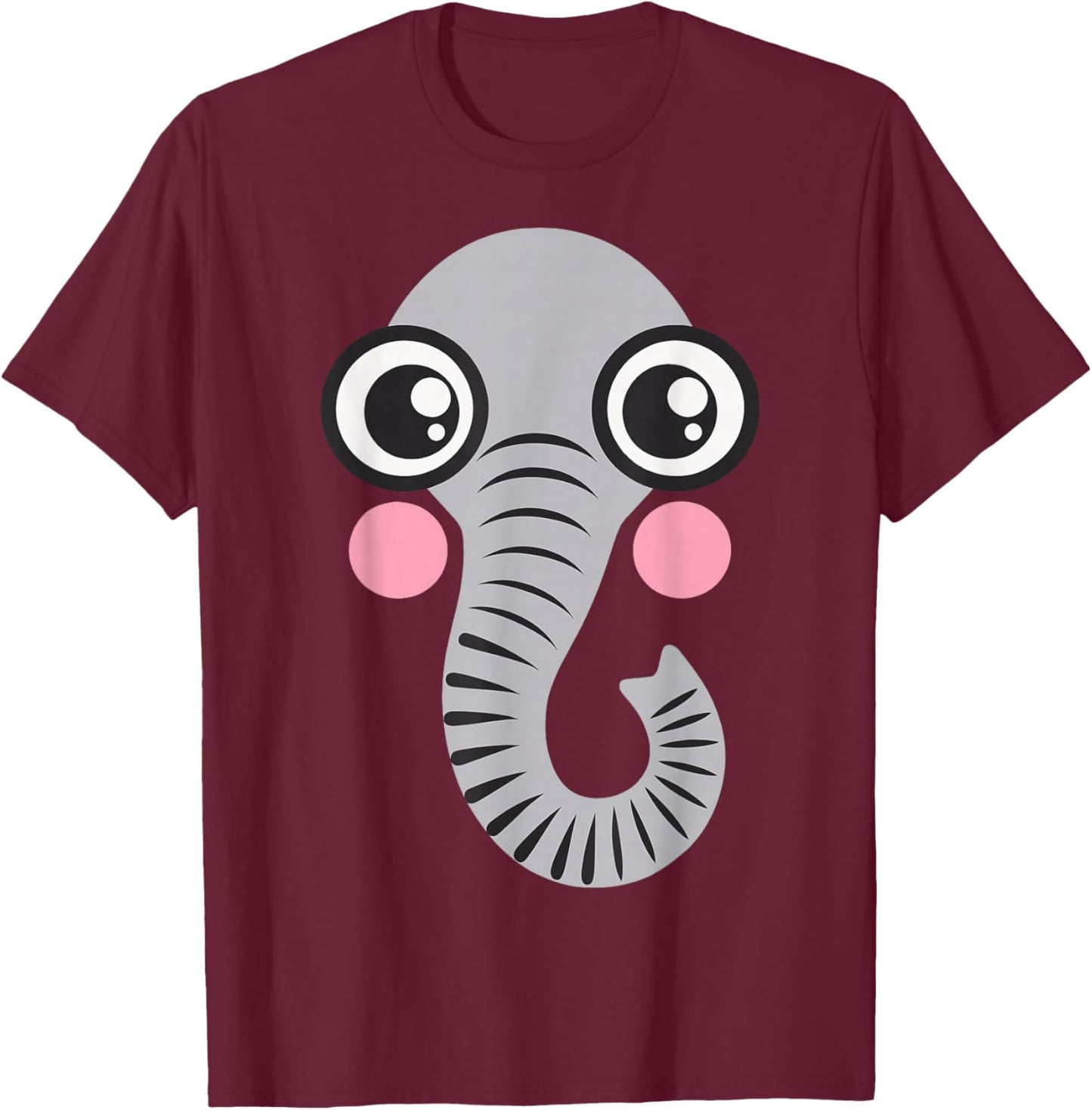 Elephant Shirt Adult Kids Men Women Elephant Face Costume T-Shirt - T-Shirt | Maroon