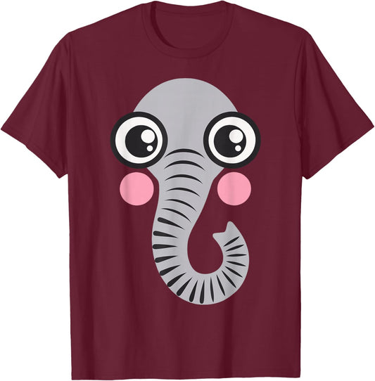 Elephant Shirt Adult Kids Men Women Elephant Face Costume T-Shirt - T-Shirt | Maroon