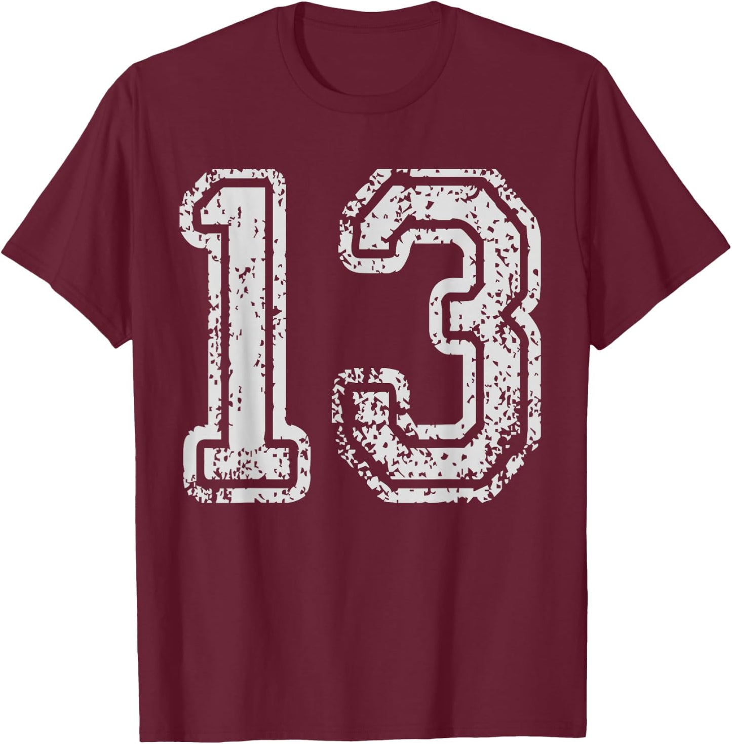 Team Jersey Uniforms Number 13 Thirteen School Sports Bdays T-Shirt - T-Shirt | Maroon