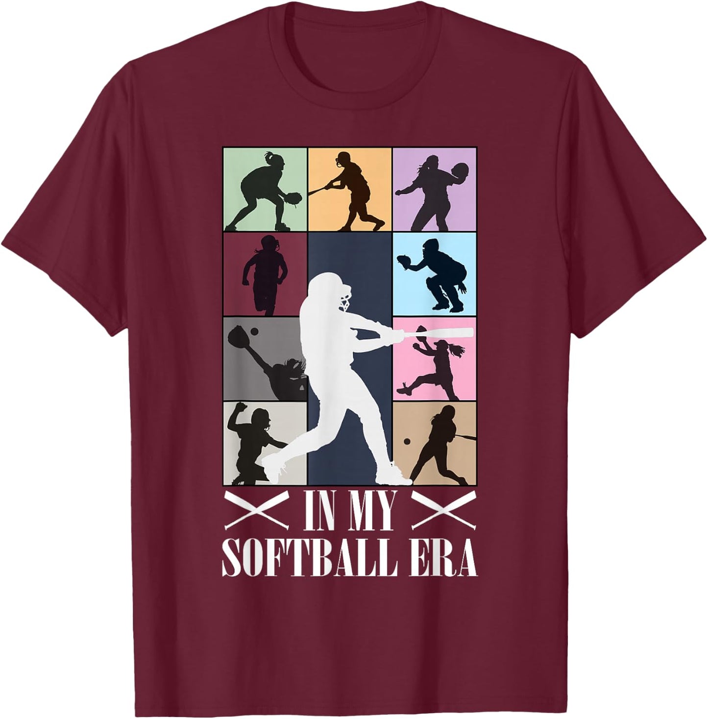in My Softball Era Funny Softball Girl Player Lover T-Shirt - T-Shirt | Maroon