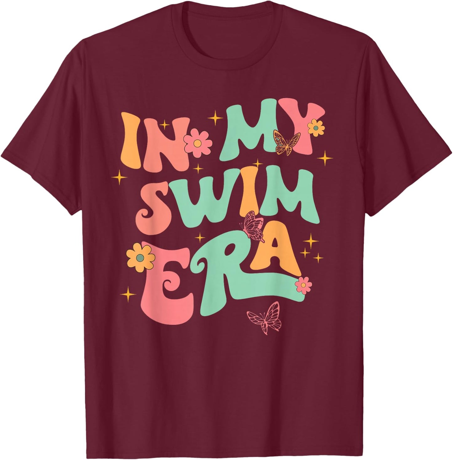 Retro In My Swim Era Swimming Swimmers Women Men Kids T-Shirt - T-Shirt | Maroon