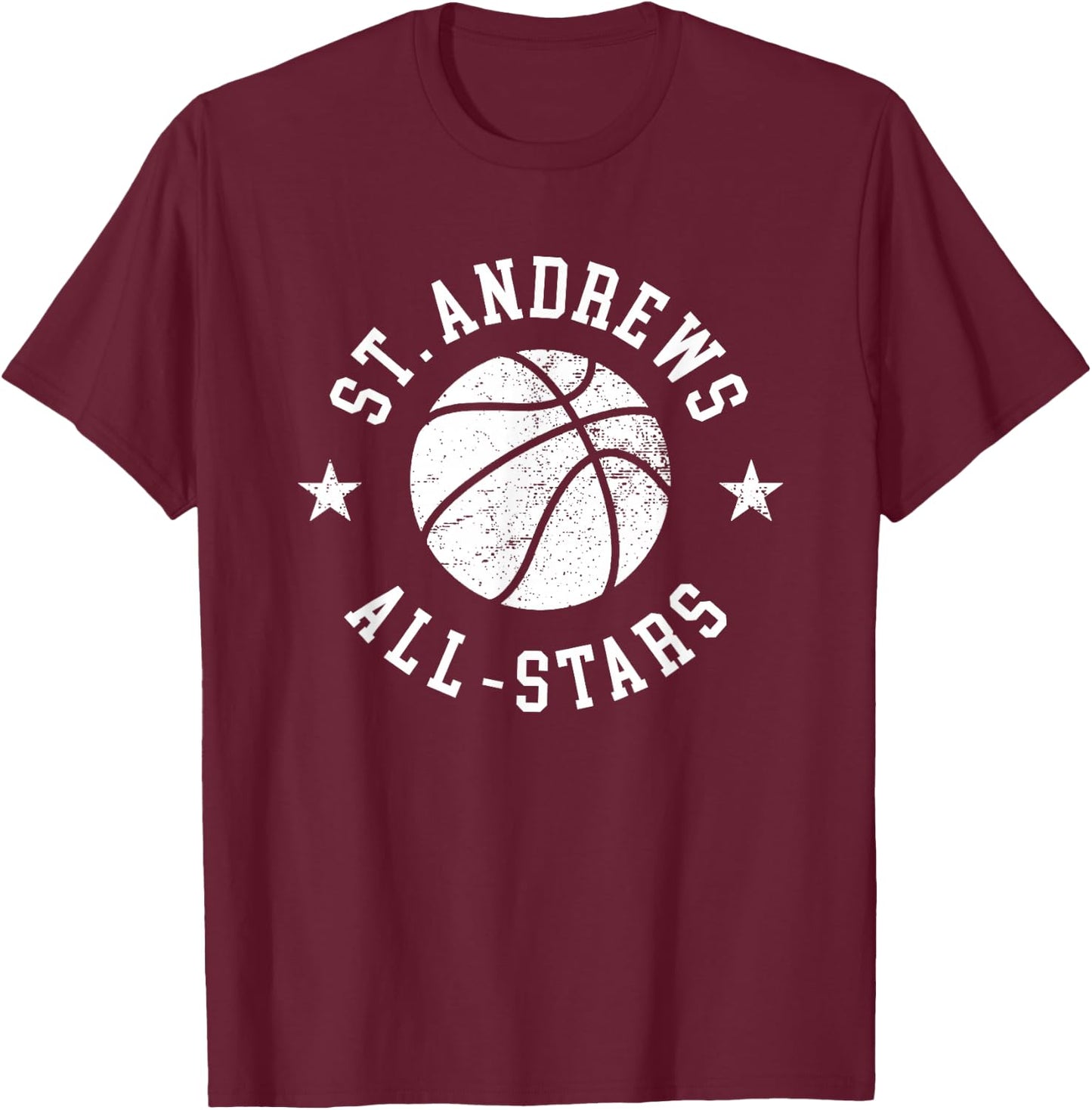St. Andrews Vintage All-Stars Retro 80s Basketball T-Shirt - T-Shirt | Maroon
