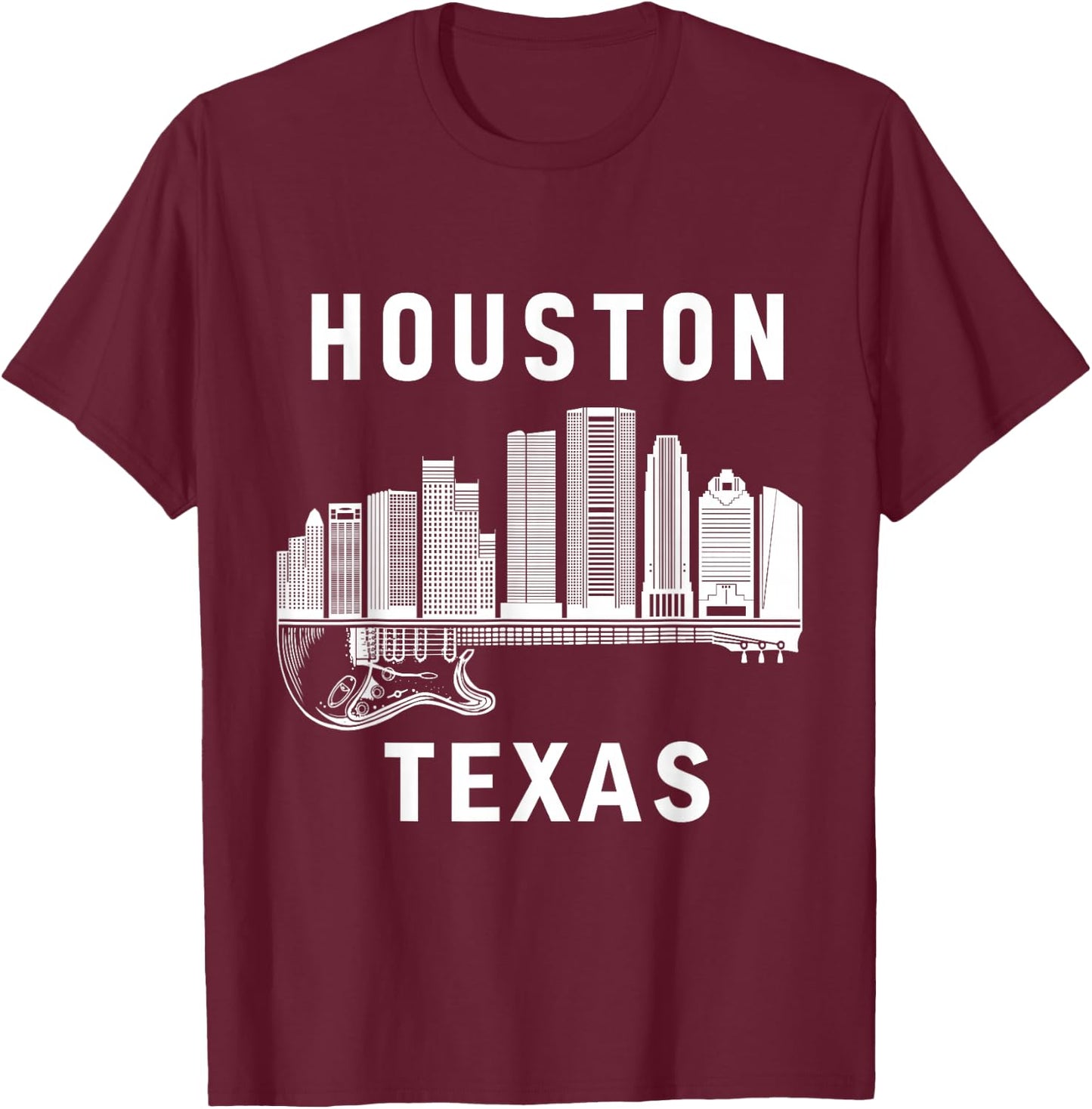 Houston City Skyline Music Texas Souvenir Houston T-Shirt - T-Shirt | Maroon