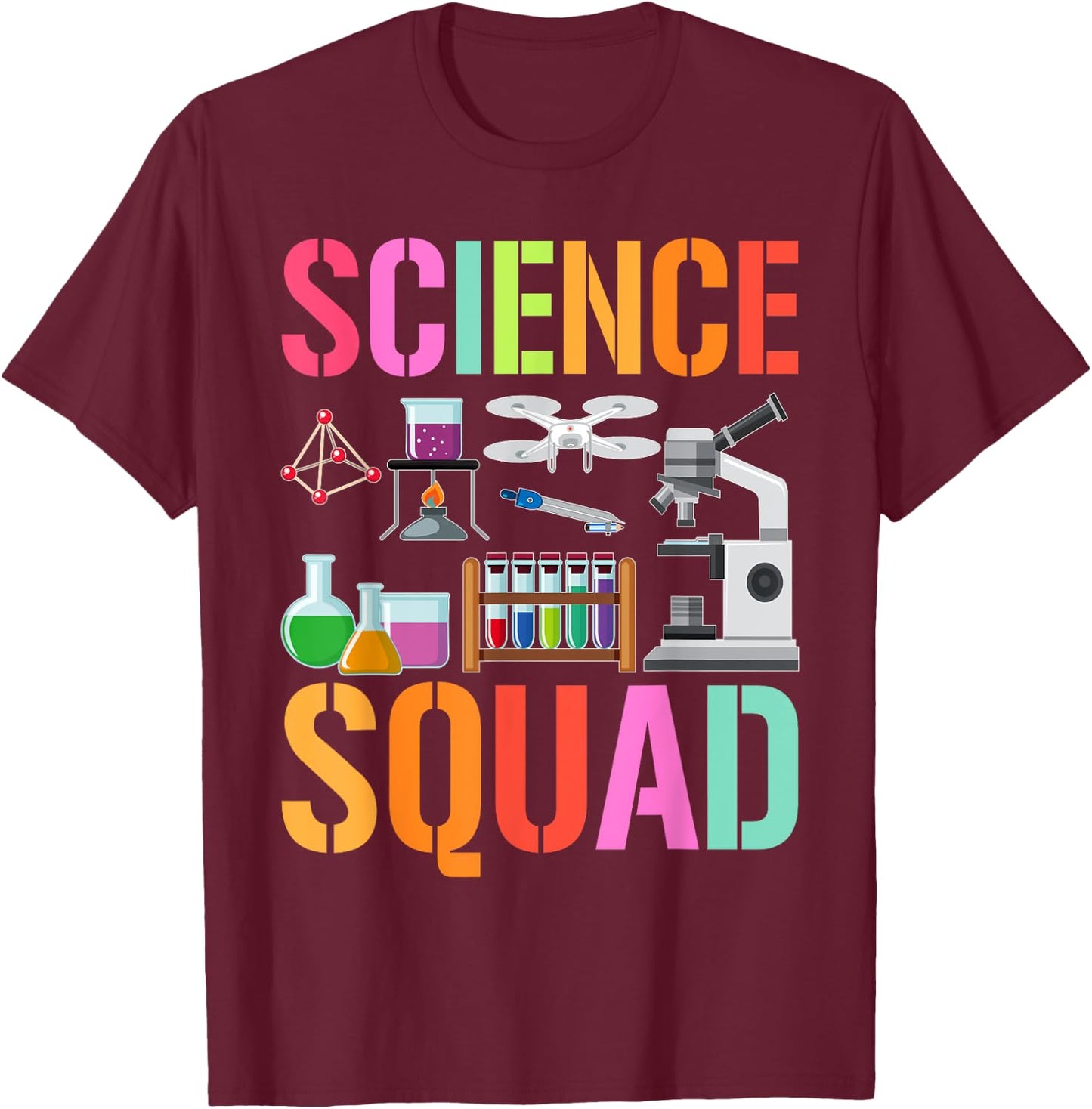 Vintage SCIENCE SQUAD Technology Teacher Team Student STEM T-Shirt - T-Shirt | Maroon