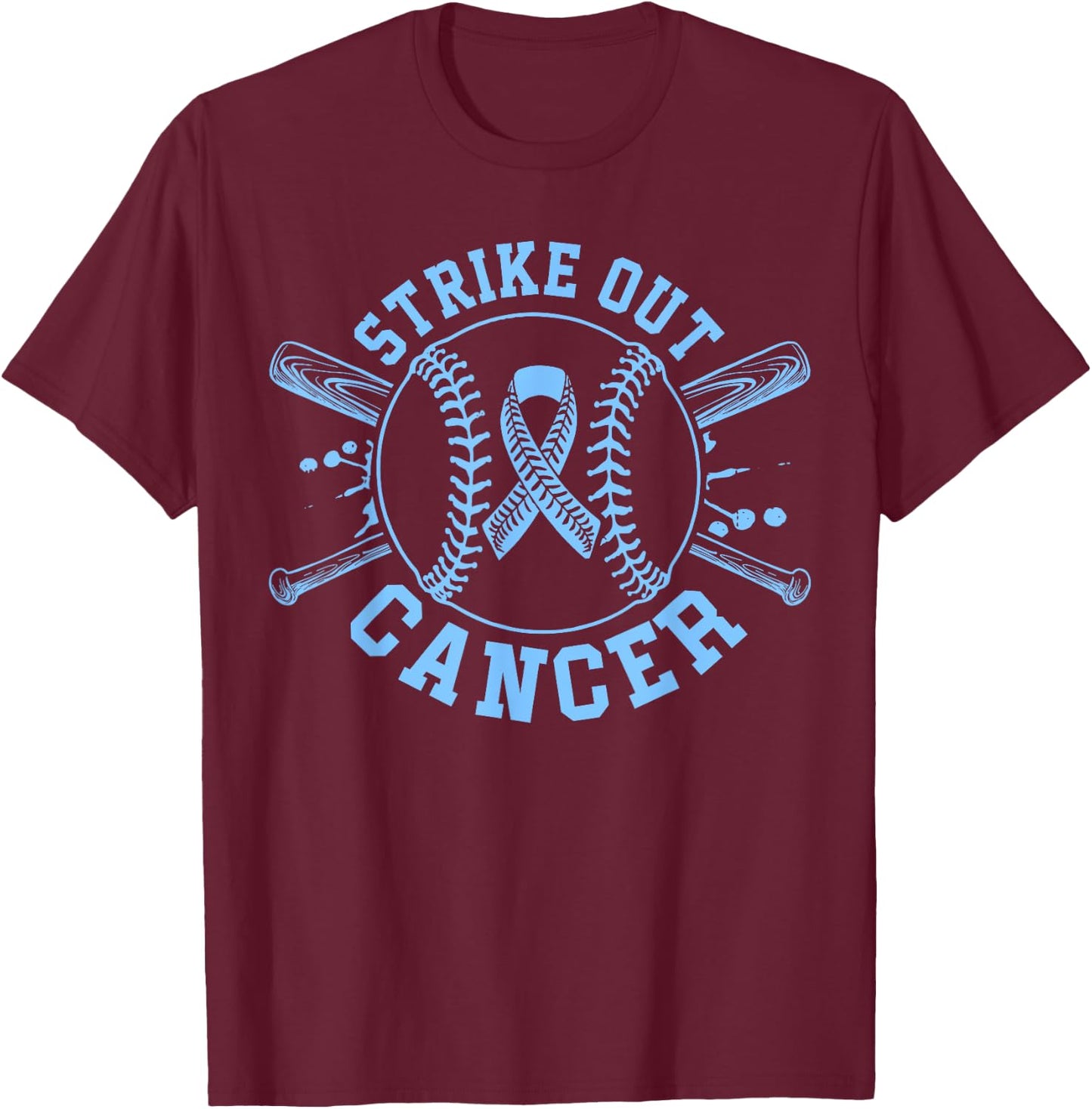Strike Out Prostate Cancer Baseball Gameday Cancer Awareness T-Shirt - T-Shirt | Maroon