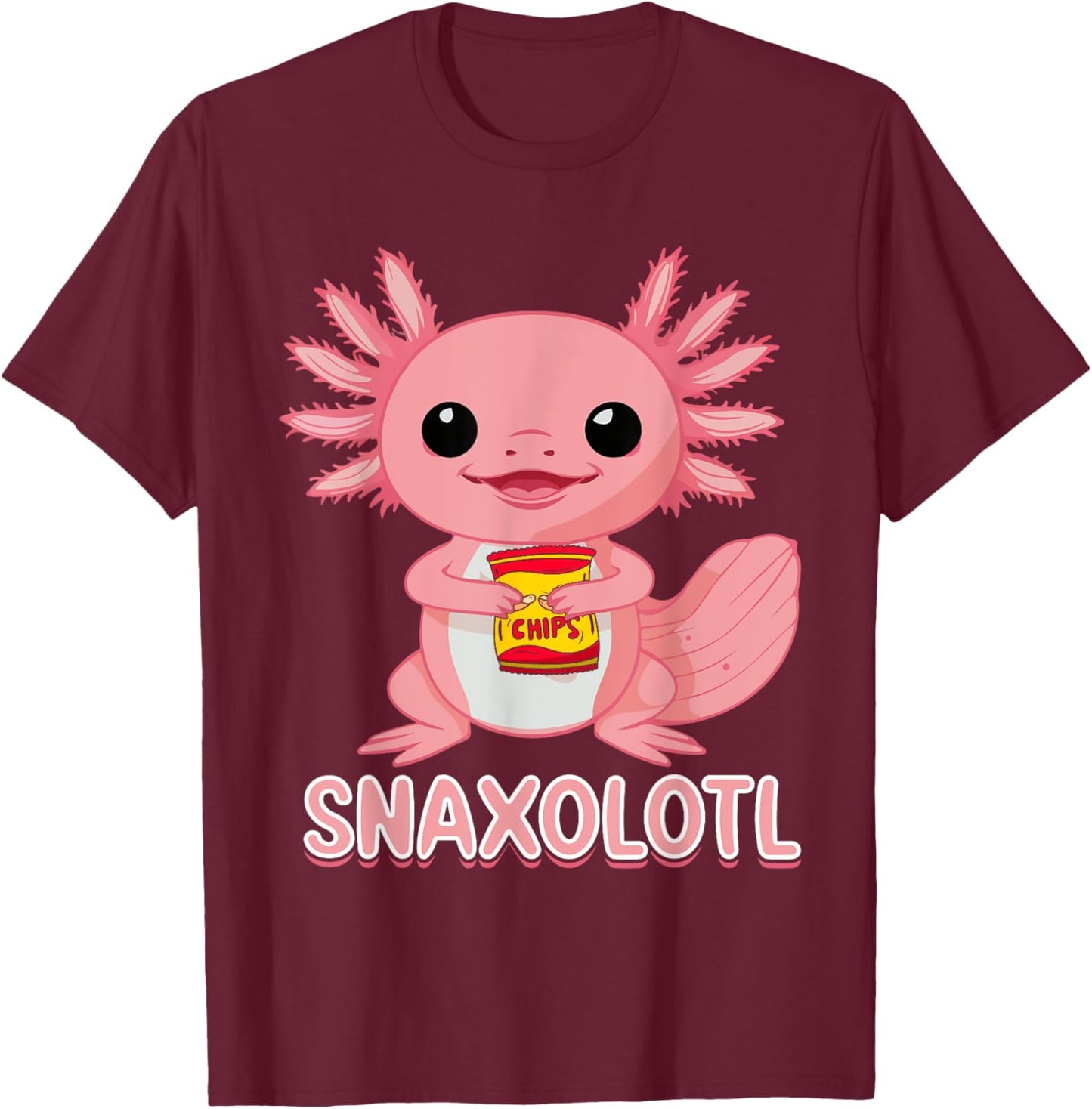 Cute Snaxolotl Kawaii Pink Axolotl Food Sweets Men Kids T-Shirt - T-Shirt | Maroon