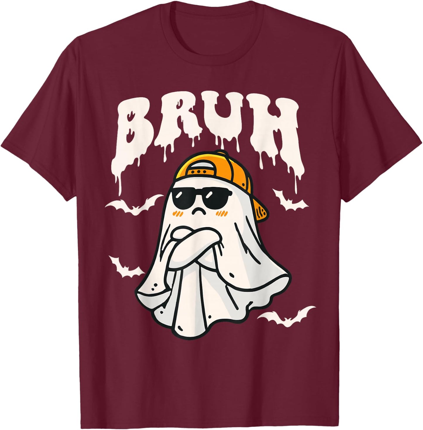 Halloween Bruh Cute Funny Ghost Boo Spirit Halloween Bruh T-Shirt - T-Shirt | Maroon